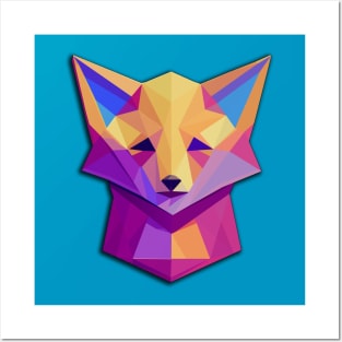 Colorfull low-poly isometric Fox Posters and Art